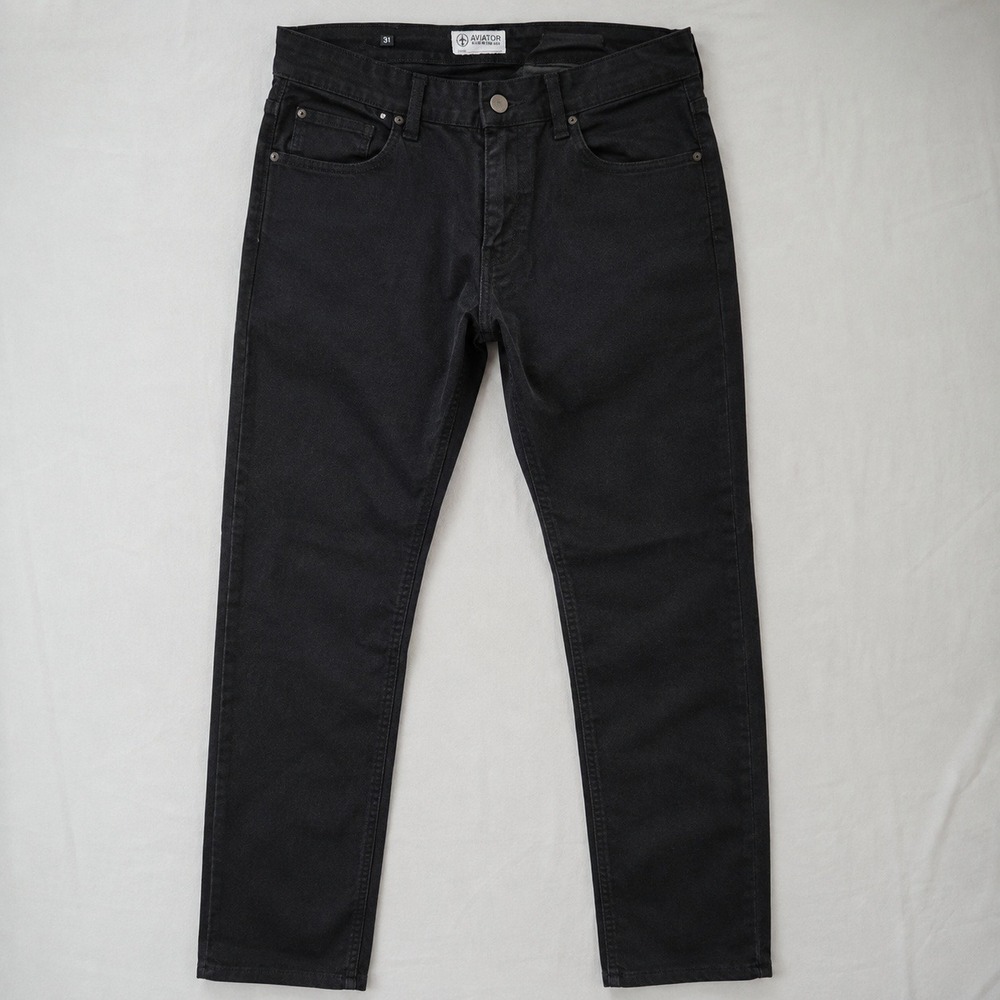 Aviator Slim Fit Jeans Men 31x34 Jet Black Stretch Sustainable  Gorp Minimal USA